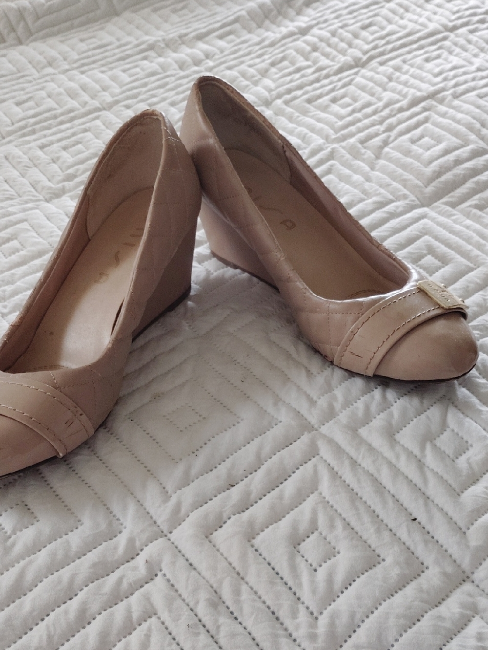 Unisa Nude Quilted Wedge Pumps